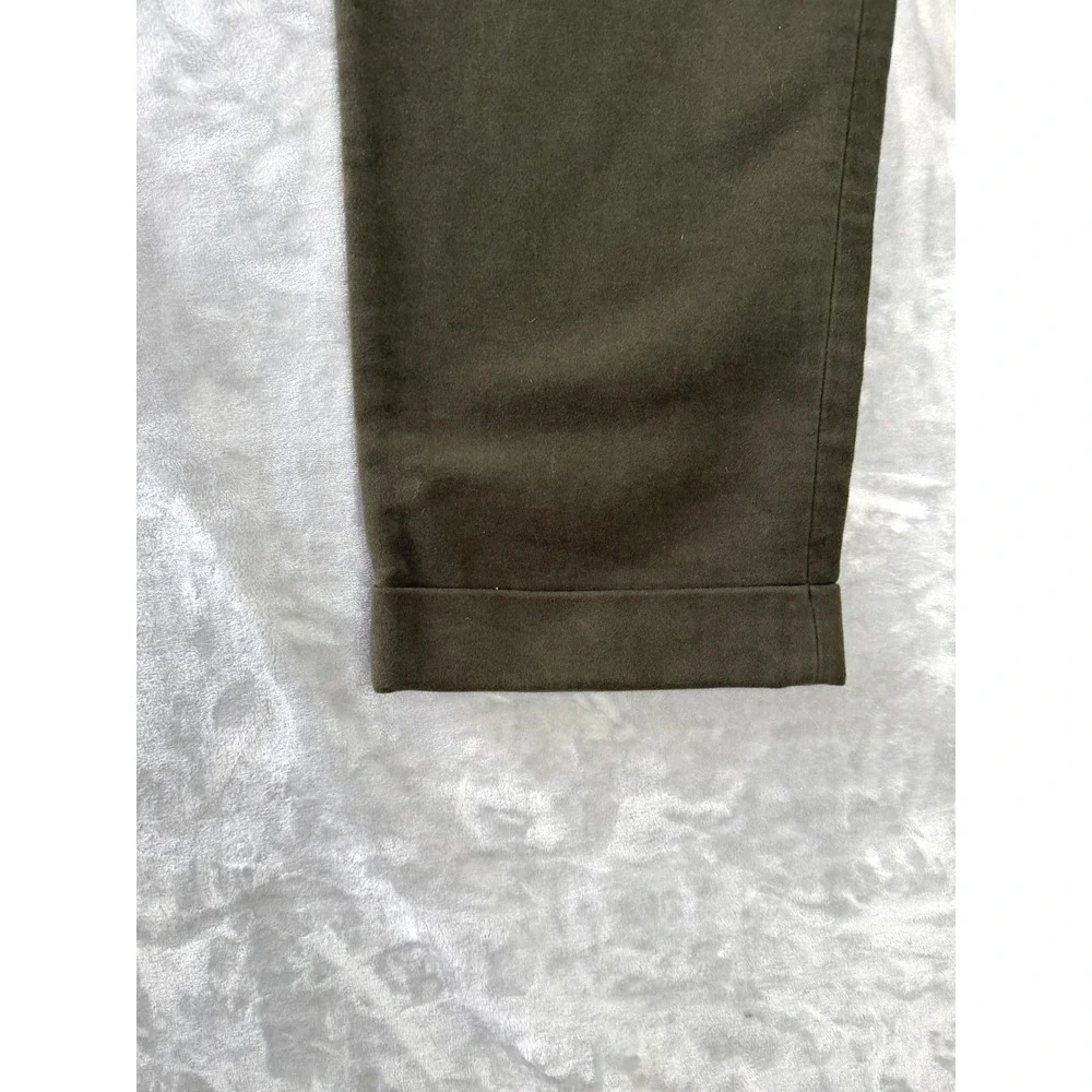 Tory Burch Moleskin Sailor Pants Size 12 Wide-Leg Army Green Quiet Luxury Boho